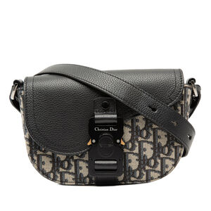Pre-Loved Dior Mini Oblique Canvas Saddle Buckle Messenger Bag